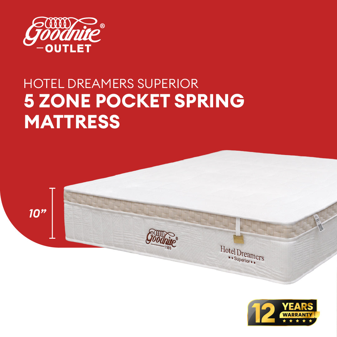 Goodnite Hotel Dreamers Superior 5 Zone Pocket Spring Mattress (10Inch) with Single/ Super Single/ Queen/ King