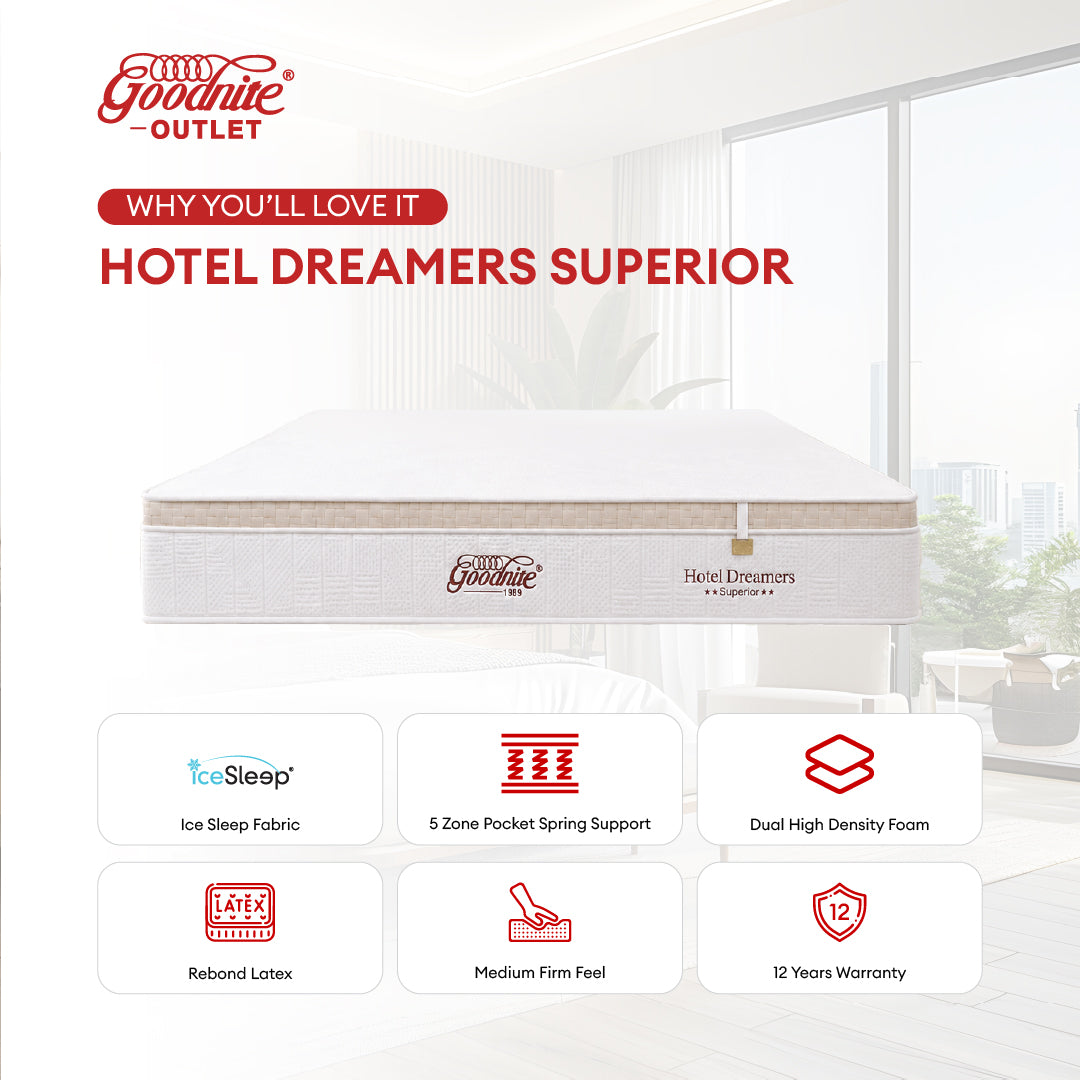 Goodnite Hotel Dreamers Superior 5 Zone Pocket Spring Mattress (10Inch) with Single/ Super Single/ Queen/ King