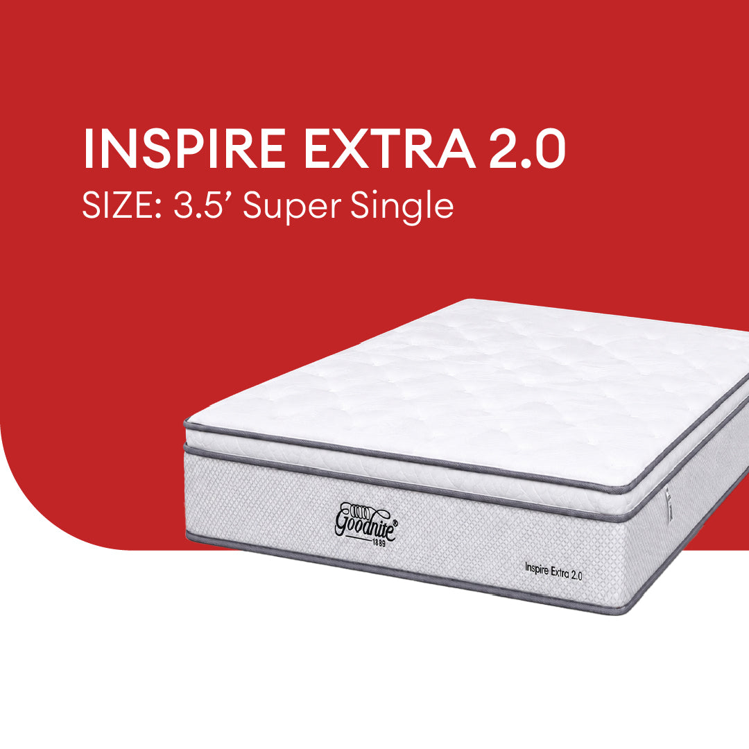 Goodnite Inspire Extra 2.0 5 Zone Pocket Spring Mattress (10Inch) with Single/ Super Single/ Queen/ King