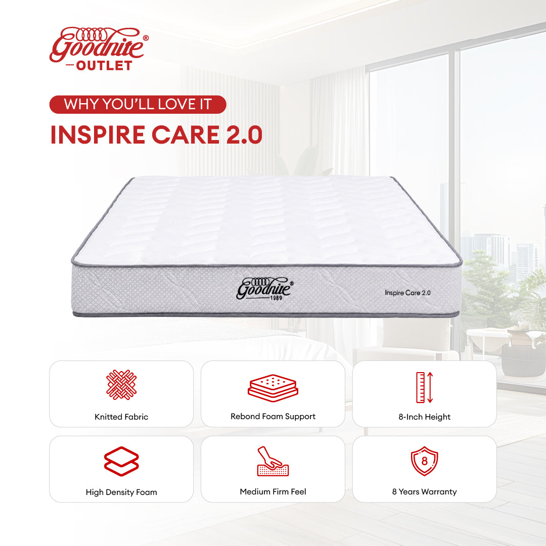 Goodnite Inspire Care 2.0 Rebond Foam Mattress (8 Inch) with Single/ Super Single/ Queen/ King