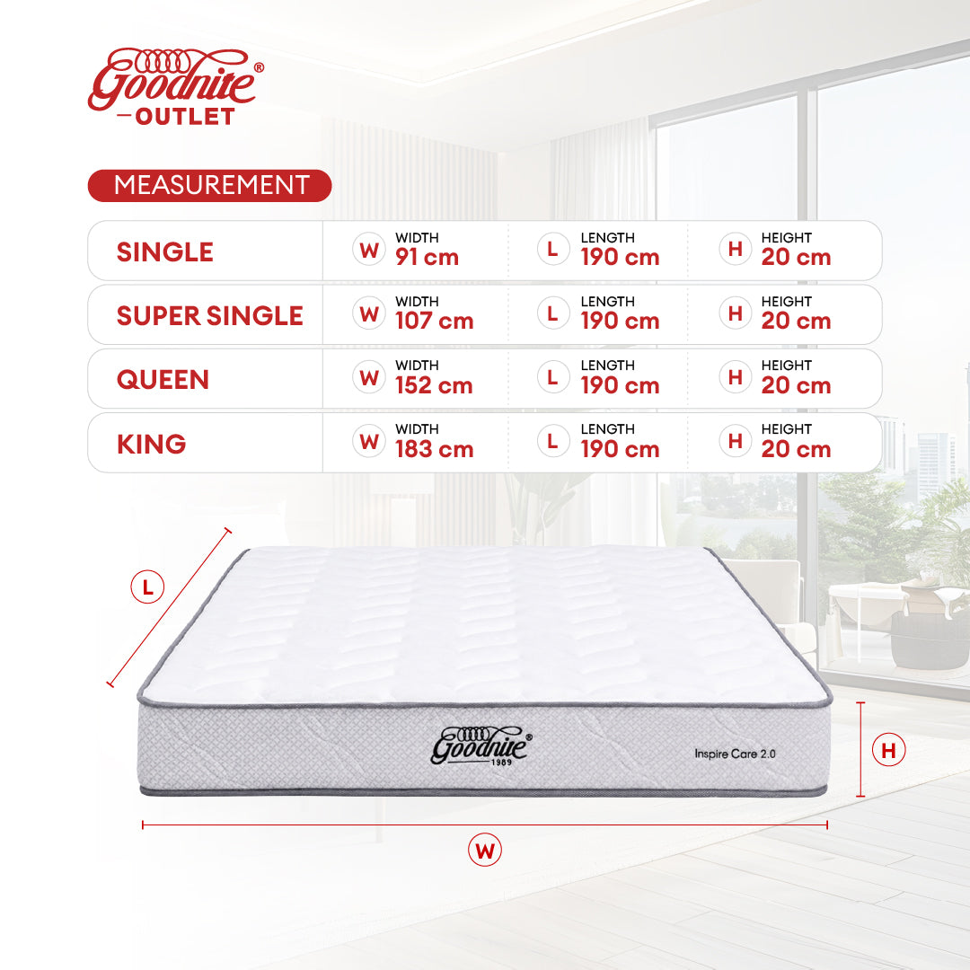 Goodnite Inspire Care 2.0 Rebond Foam Mattress (8 Inch) with Single/ Super Single/ Queen/ King