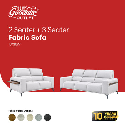 Goodnite Fabric Sofa (LV3097), 1 Seater/ 2 Seater/ 3 Seater/ 2+3 Seater/ 10 Years Warranty