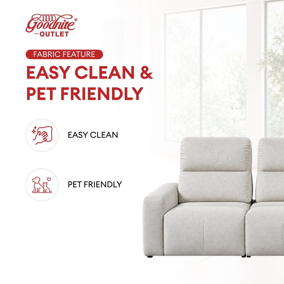 Goodnite Fabric Sofa (LV3117), Corner Sofa with Console Table+2 Wooden Arm/2L Sofa with Console Table+1 Wooden Arm/ 10 Years Warranty