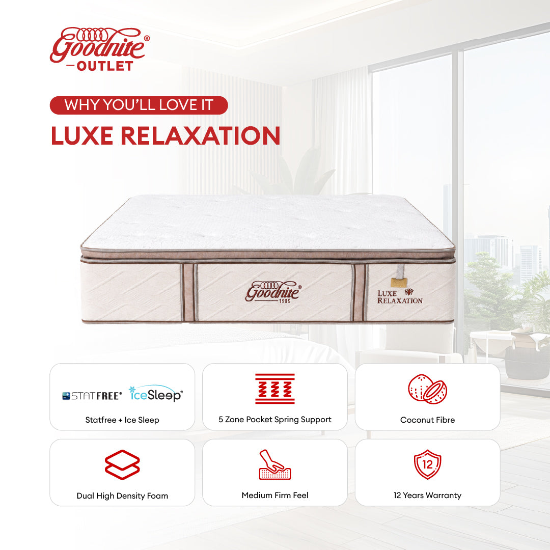Goodnite Luxe Relaxation Mattress 5 Zone Pocket Spring Mattress (12 Inch) with Single/ Super Single/ Queen/ King