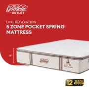 Goodnite Luxe Relaxation Mattress 5 Zone Pocket Spring Mattress (12 Inch) with Single/ Super Single/ Queen/ King
