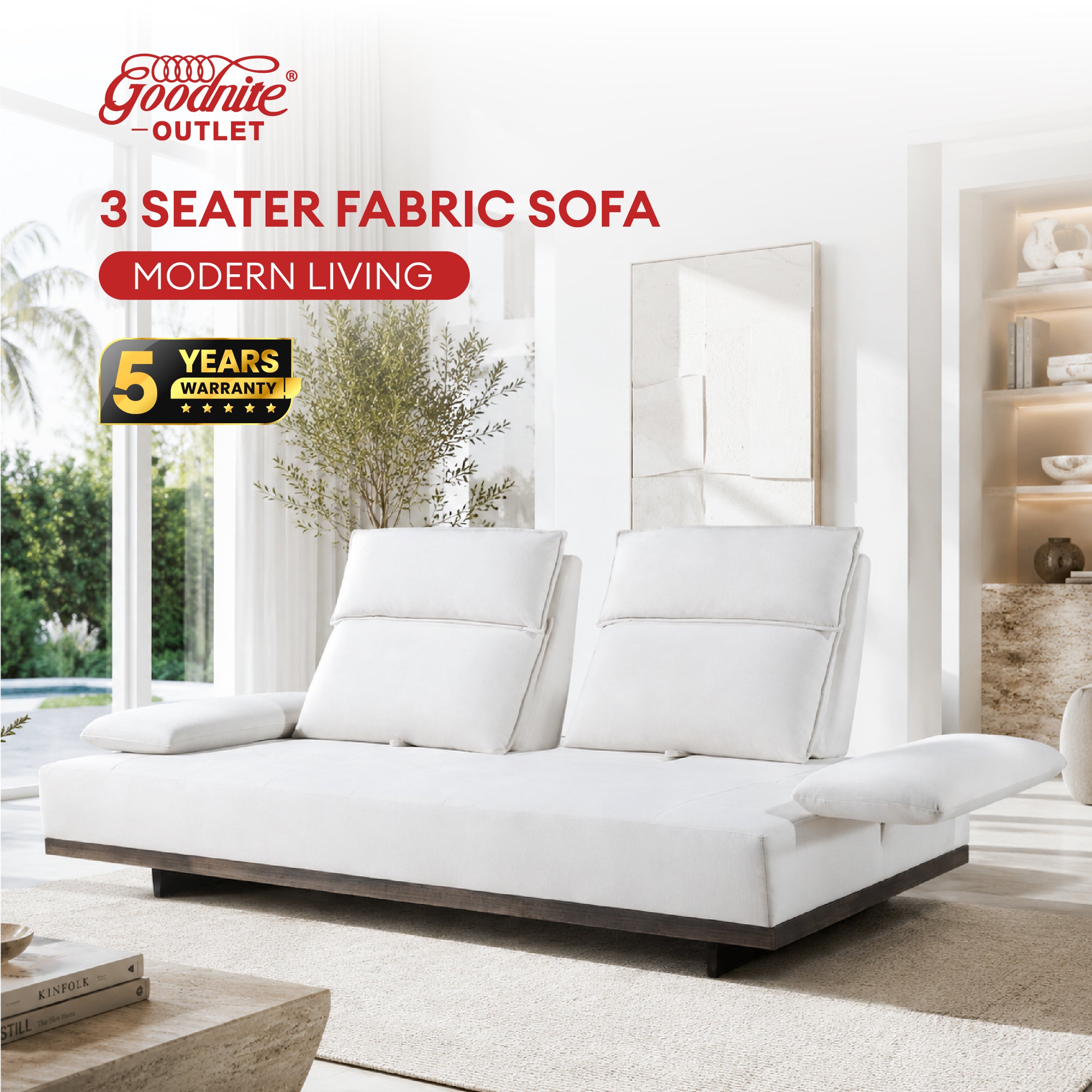 Goodnite Fabric Sofa (M1371), 3 Seater/ 5 Years Warranty