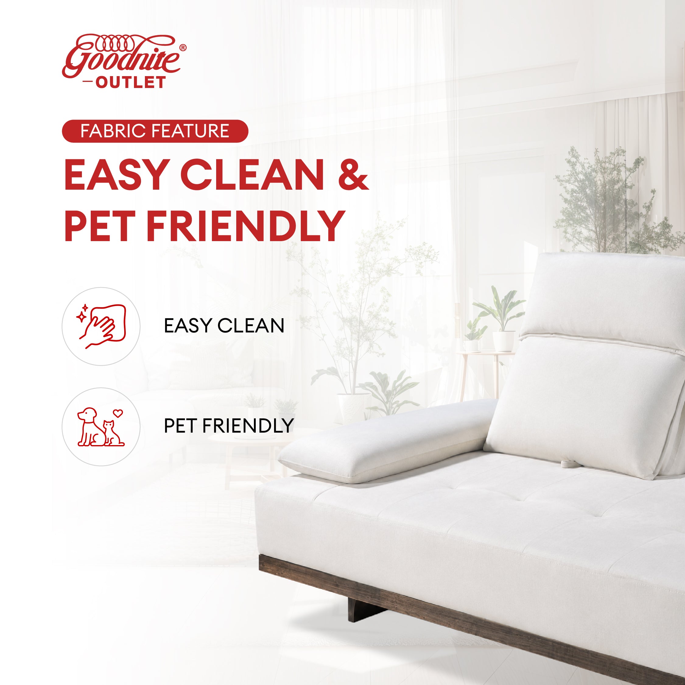 Goodnite Fabric Sofa (M1371), 3 Seater/ 5 Years Warranty