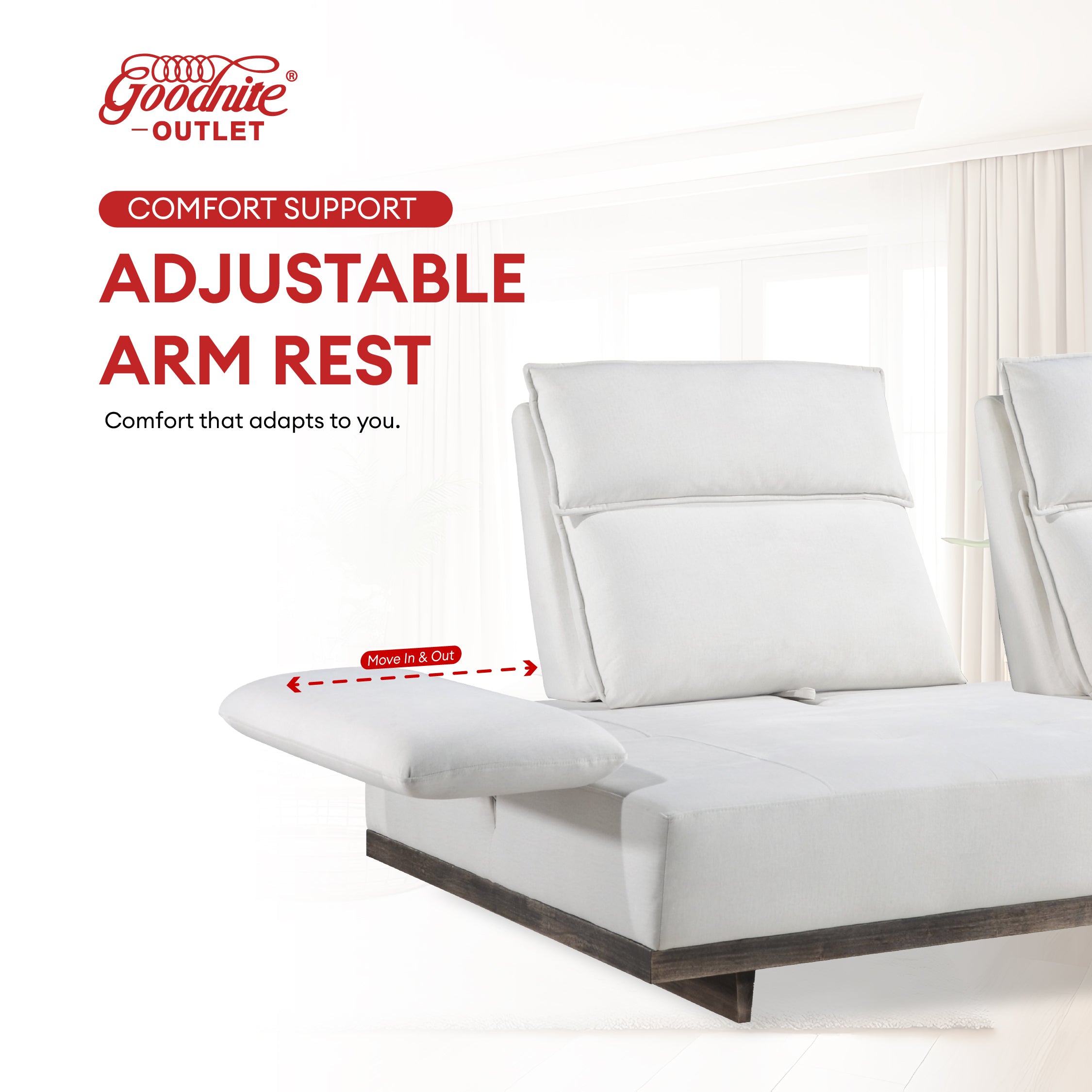 Goodnite Fabric Sofa (M1371), 3 Seater/ 5 Years Warranty