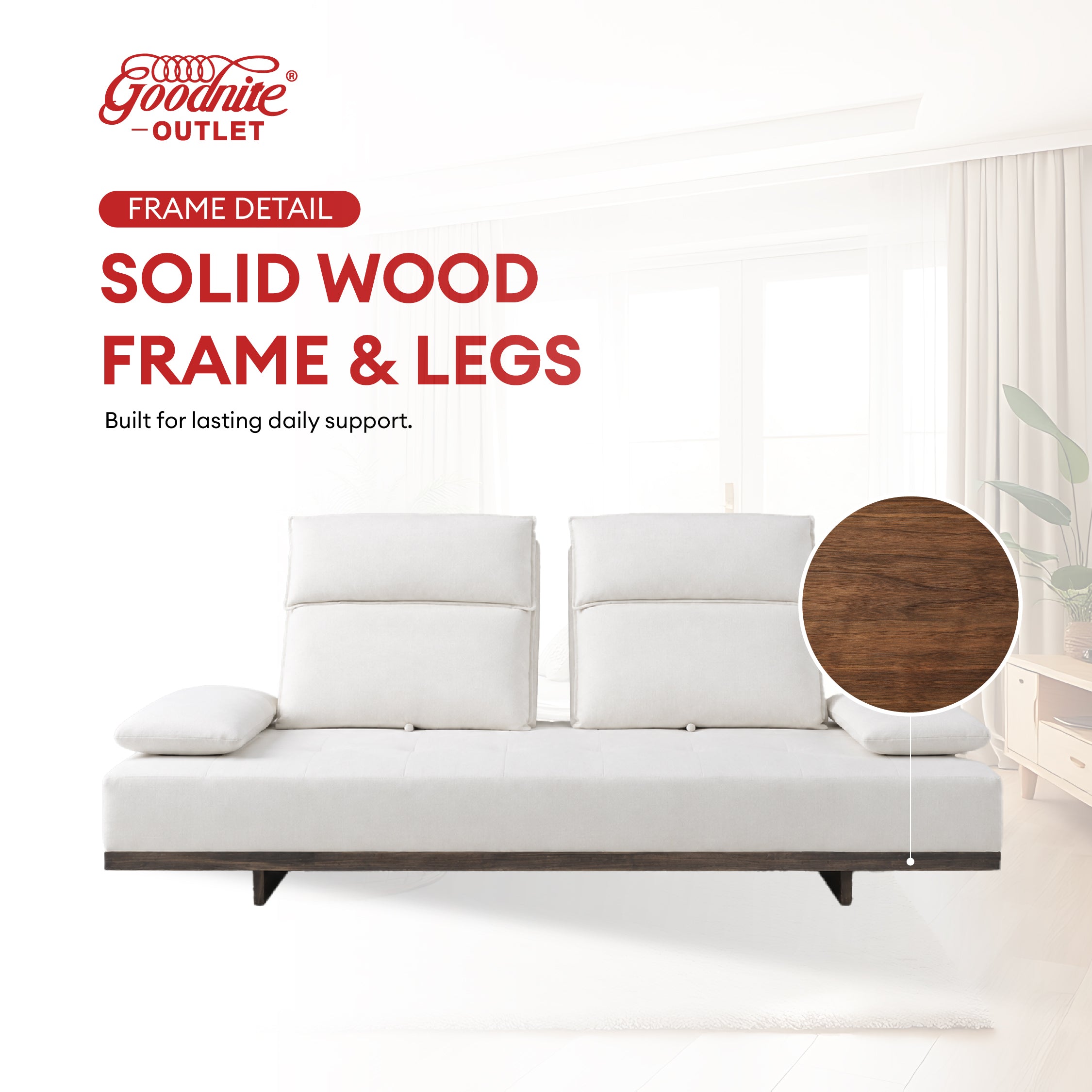 Goodnite Fabric Sofa (M1371), 3 Seater/ 5 Years Warranty
