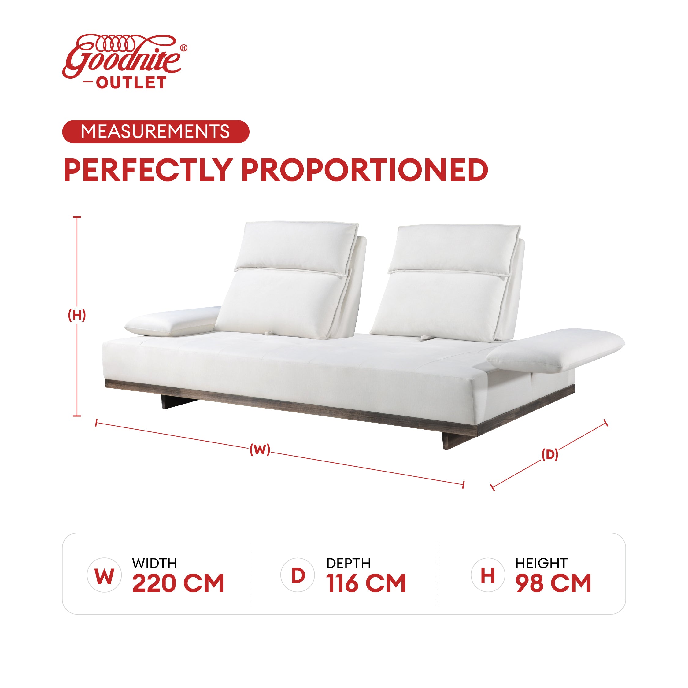 Goodnite Fabric Sofa (M1371), 3 Seater/ 5 Years Warranty