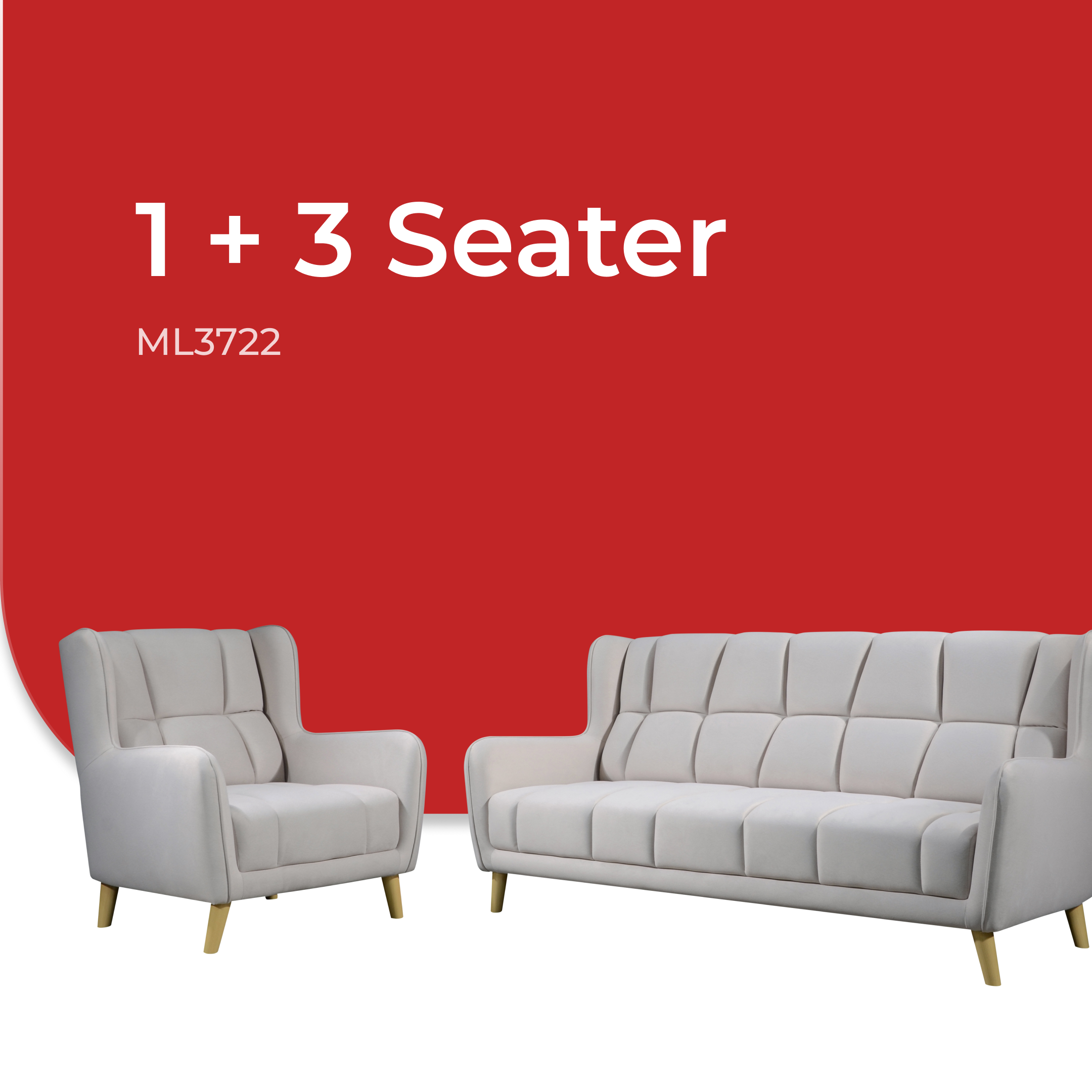 Goodnite Fabric Sofa (ML3722), 1 Seater/ 2 Seater/ 3 Seater/ 1+3 Seater/ 2+3 Seater, 5 Years Warranty