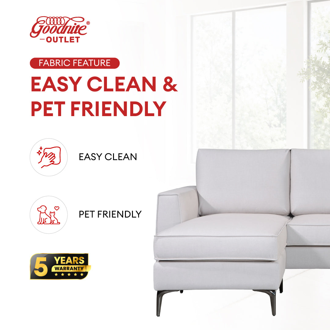 (Super Combo) Goodnite Easy Clean Fabric L-Shape Sofa + Tech Stone Coffee Table (ML3782+CT103)