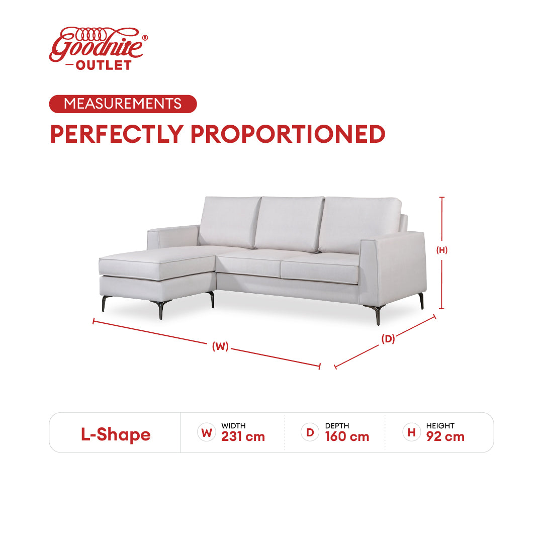 (Super Combo) Goodnite Easy Clean Fabric L-Shape Sofa + Tech Stone Coffee Table (ML3782+CT103)