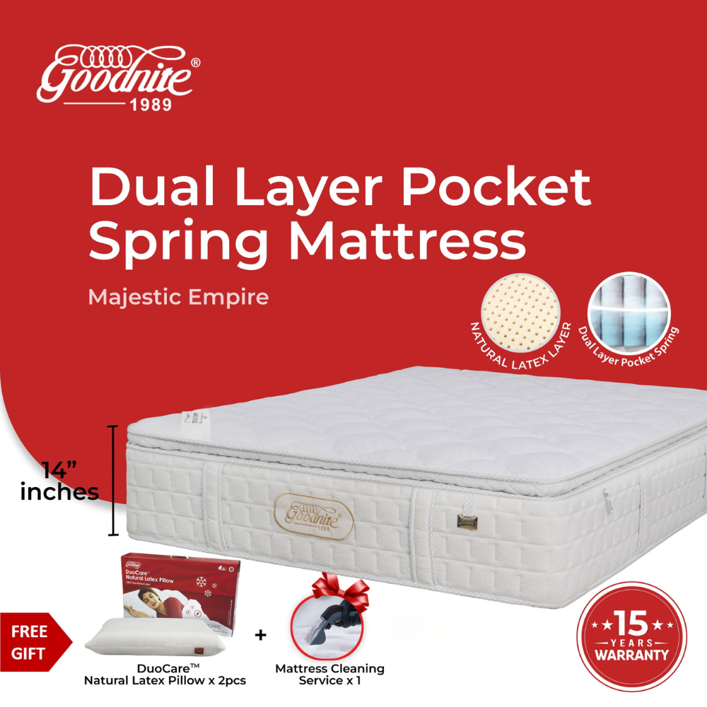Goodnite Majestic Empire Dual Layer Pocket Spring Mattress (14 Inch) with with Single/ Super Single/ Queen/ King