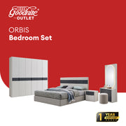 Goodnite Queen/ King Bedroom Set, Bedframe + Wardrobe + Dresser + Side Table (Orbis)
