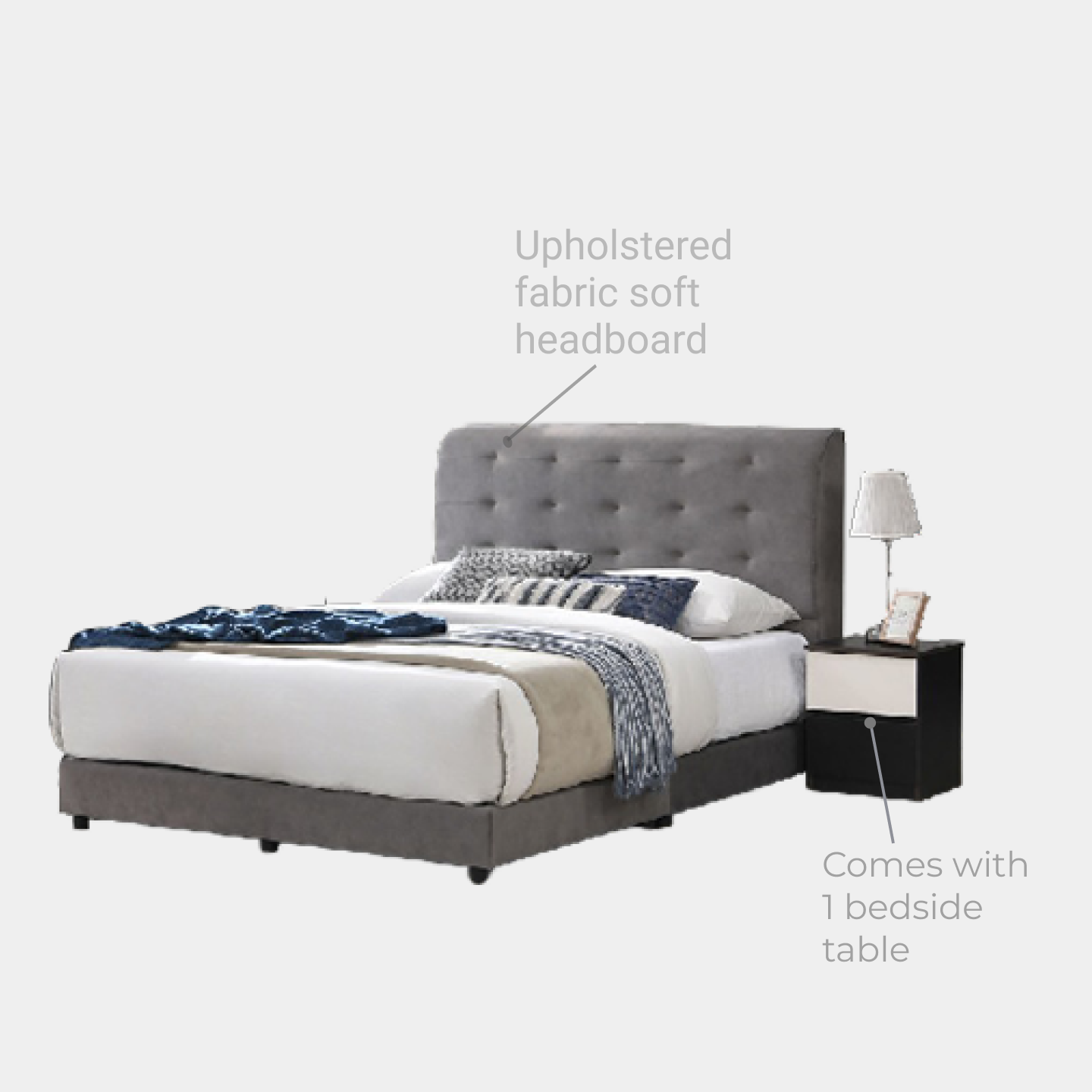 Goodnite Queen/ King Bedroom Set, Bedframe + Wardrobe + Dresser + Side Table (PRB3831)
