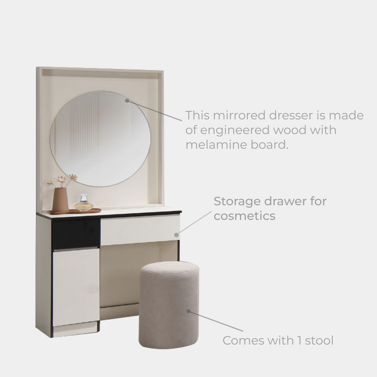 Goodnite Queen/ King Bedroom Set, Bedframe + Wardrobe + Dresser + Side Table (PRB3832)
