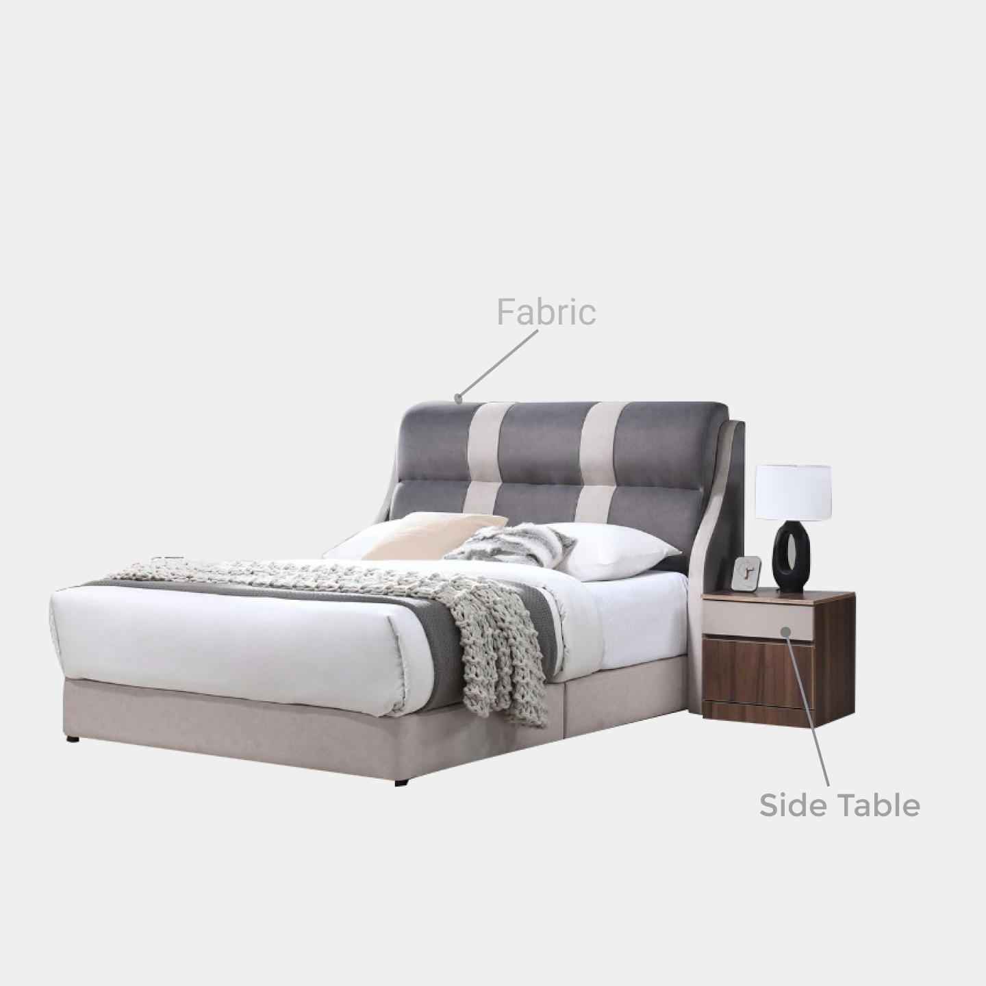 Goodnite Queen/ King Bedroom Set, Bedframe + Wardrobe + Dresser + Side Table (PRB3936)