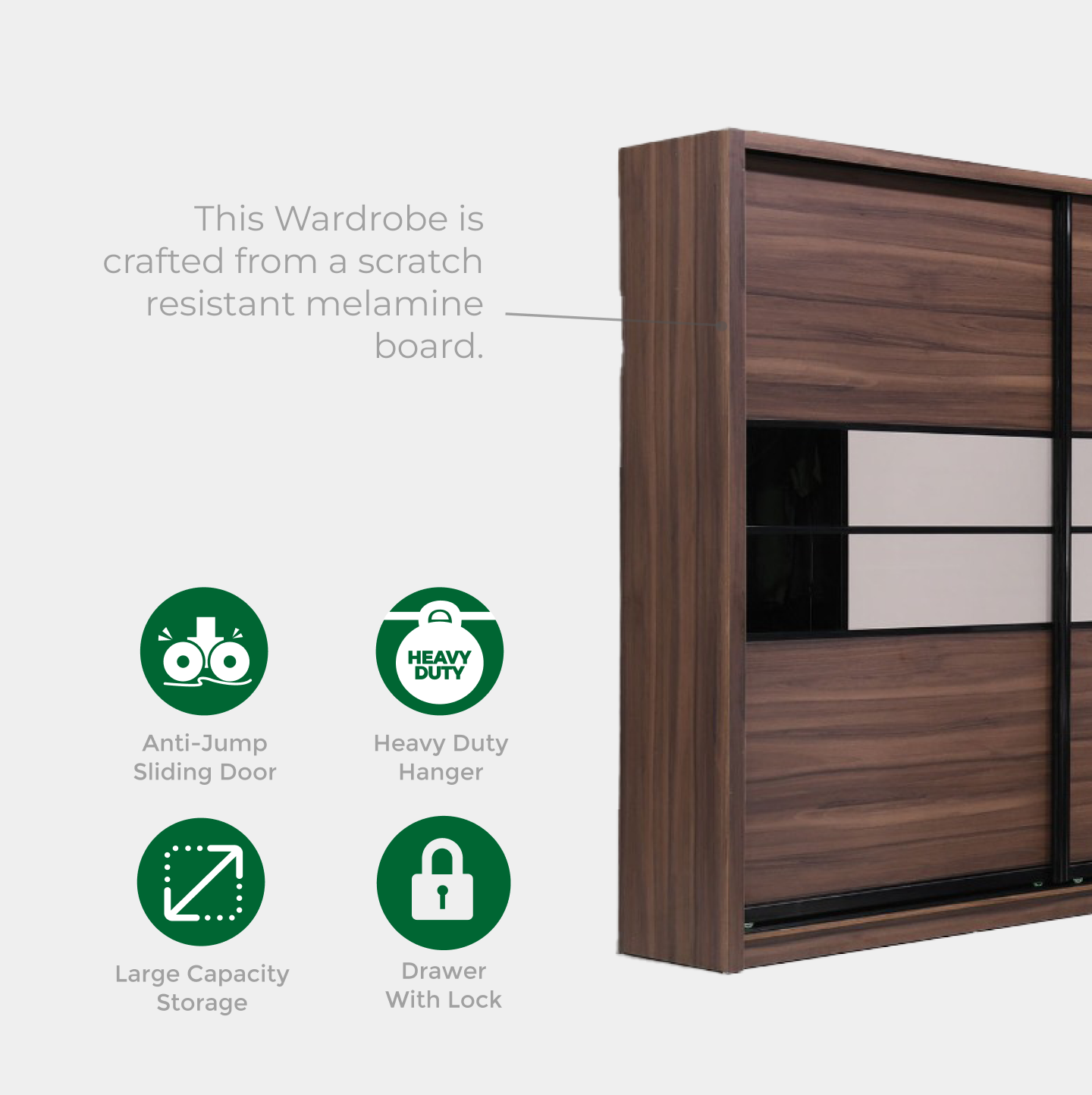 Goodnite Queen/ King Bedroom Set, Bedframe + Wardrobe + Dresser + Side Table (PRB3936)