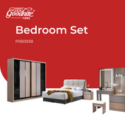 Goodnite Queen/ King Bedroom Set, Bedframe + Wardrobe + Dresser + Side Table (PRB3938)