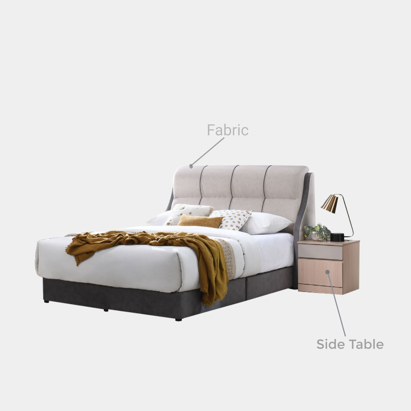 Goodnite Queen/ King Bedroom Set, Bedframe + Wardrobe + Dresser + Side Table (PRB3938)