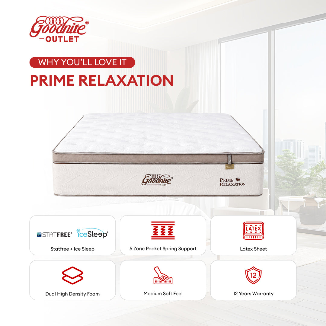 Goodnite Prime Relaxation Mattress 5 Zone Pocket Spring Mattress (13 Inch) with Single/ Super Single/ Queen/ King