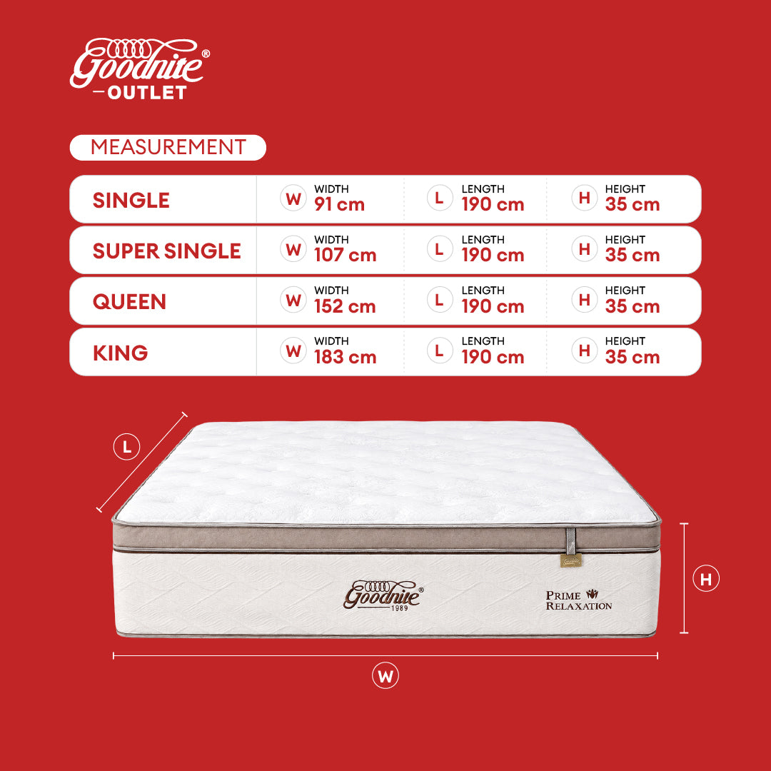Goodnite Prime Relaxation Mattress 5 Zone Pocket Spring Mattress (13 Inch) with Single/ Super Single/ Queen/ King
