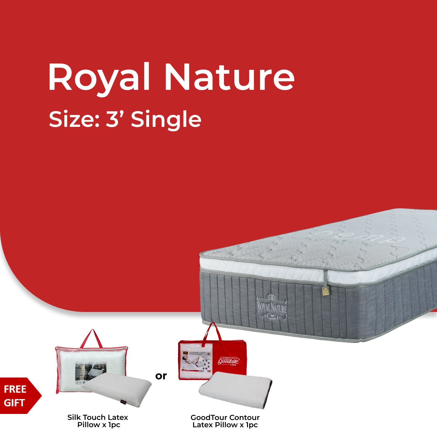 Goodnite Royal Nature 7 Zone Pocket Spring Mattress (12.5 Inch) with Single/ Queen/ King