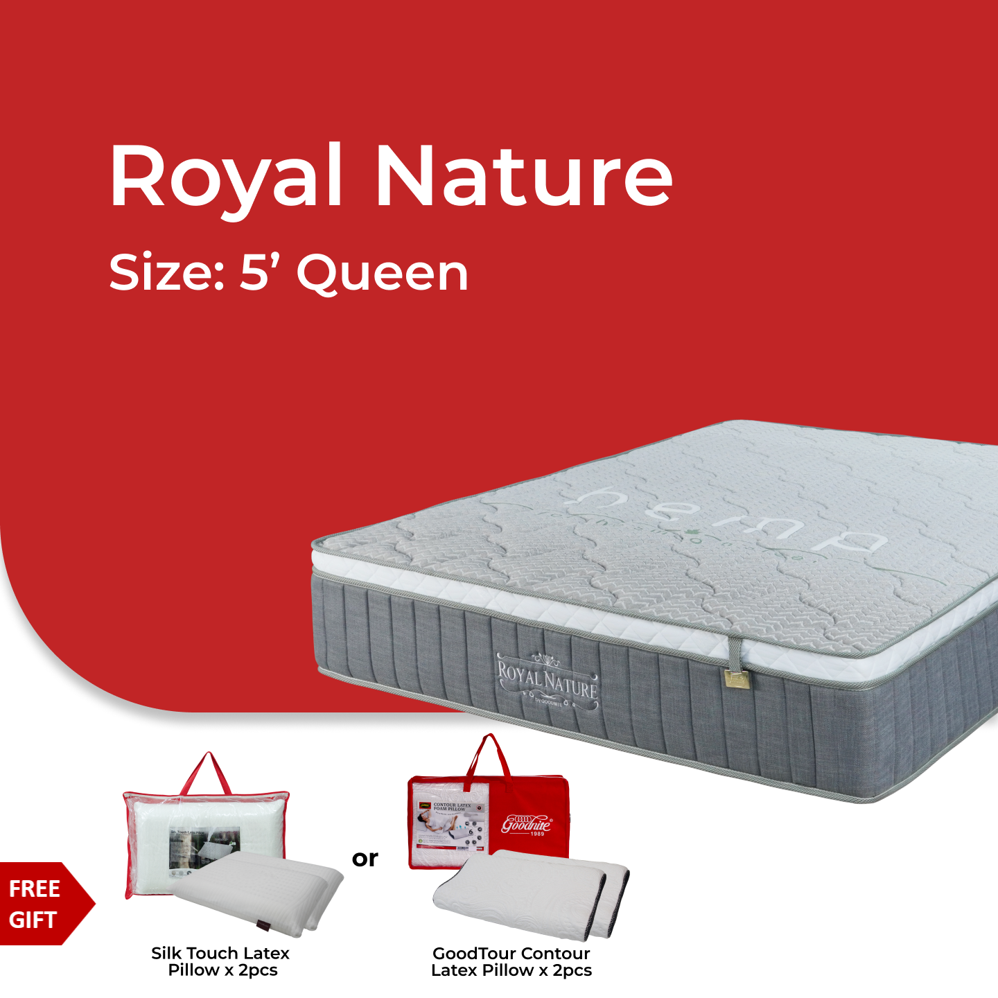 Goodnite Royal Nature 7 Zone Pocket Spring Mattress (12.5 Inch) with Single/ Queen/ King