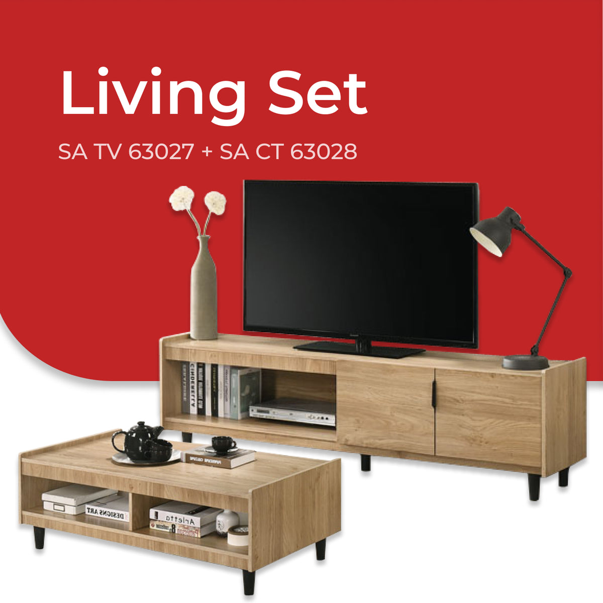 (Super Combo) Goodnite Fabric L-Shape Sofa (ML3750) + TV Cabinet + Coffee Table (SATV63027+SACT63028)
