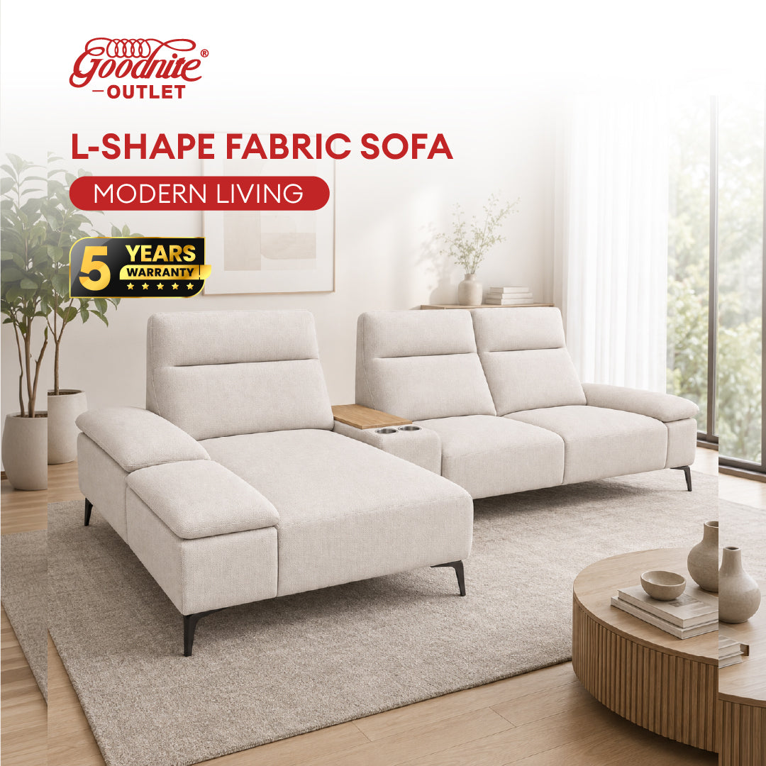 Goodnite L-Shape Fabric Sofa (SF1076), 5 Years Warranty