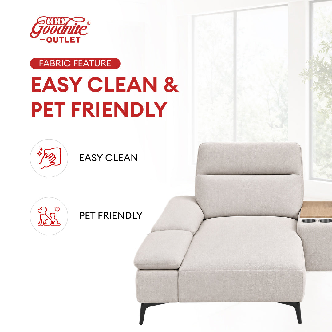 Goodnite L-Shape Fabric Sofa (SF1076), 5 Years Warranty