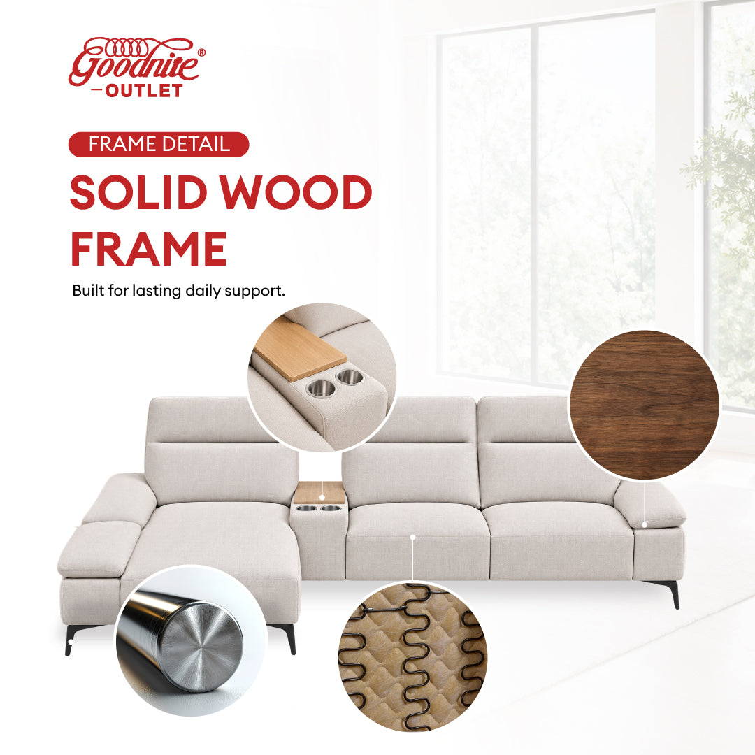 Goodnite L-Shape Fabric Sofa (SF1076), 5 Years Warranty