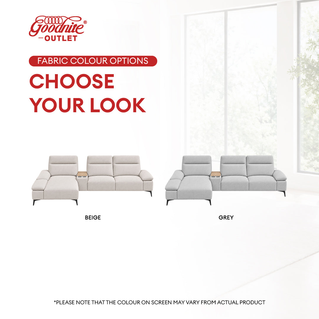 Goodnite L-Shape Fabric Sofa (SF1076), 5 Years Warranty