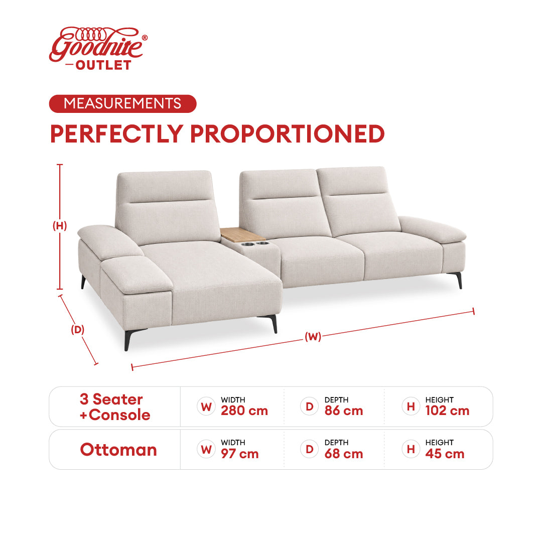 Goodnite L-Shape Fabric Sofa (SF1076), 5 Years Warranty