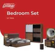 Goodnite Queen/ King Bedroom Set, Bedframe + Wardrobe + Dresser + Side Table (SP7809)