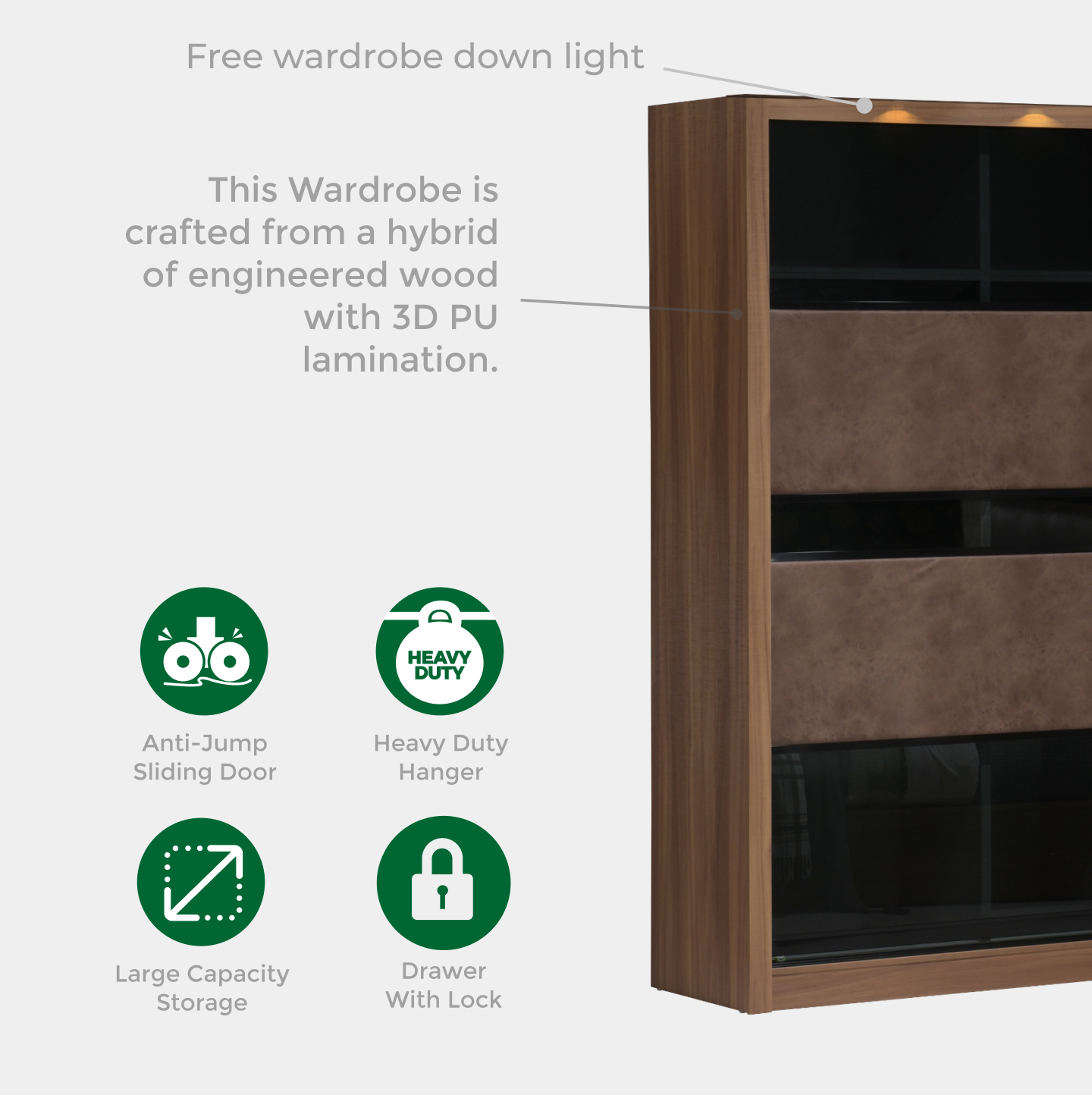 Goodnite Queen/ King Bedroom Set, Bedframe + Wardrobe + Dresser + Side Table (SP7809)