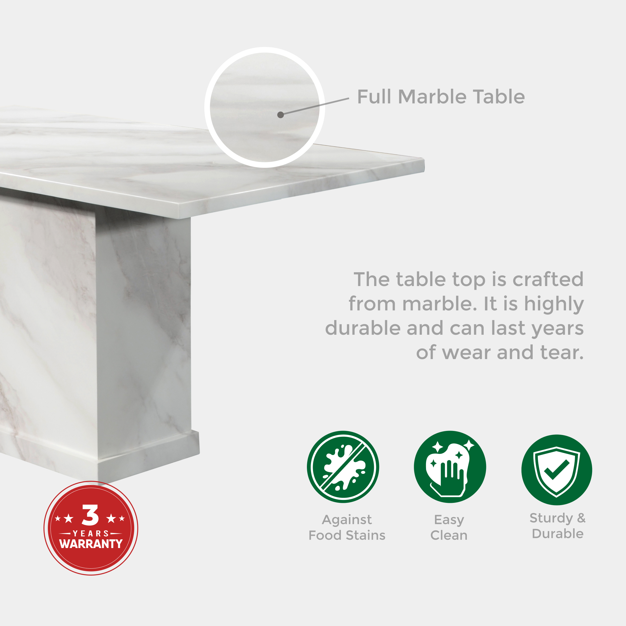 Goodnite (1+6) Marble Dining Set (W 1400mm), Marble Table, Metal Leg, Fabric Chair