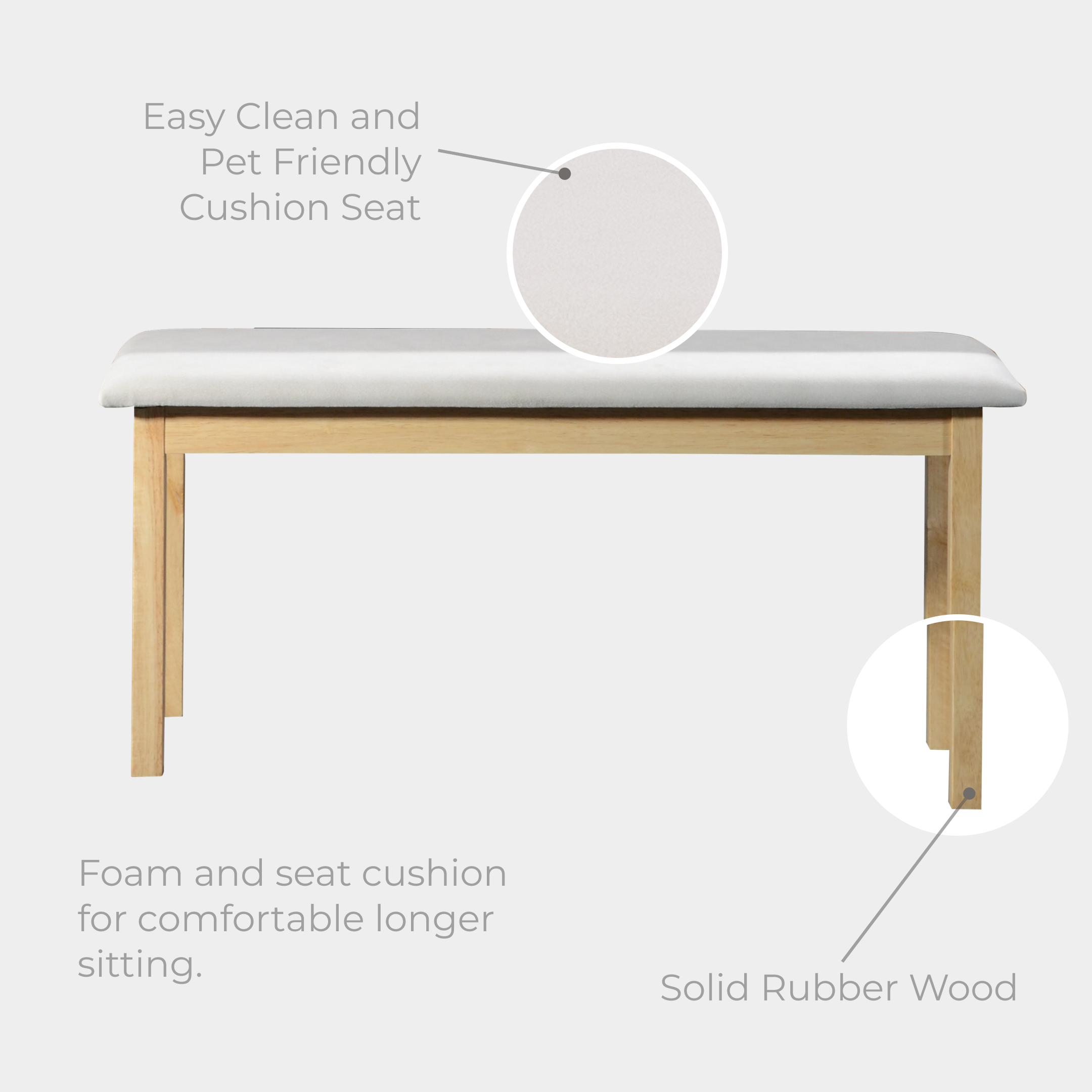 Goodnite (1+4+Bench) Solid Rubber Wood Dining Set