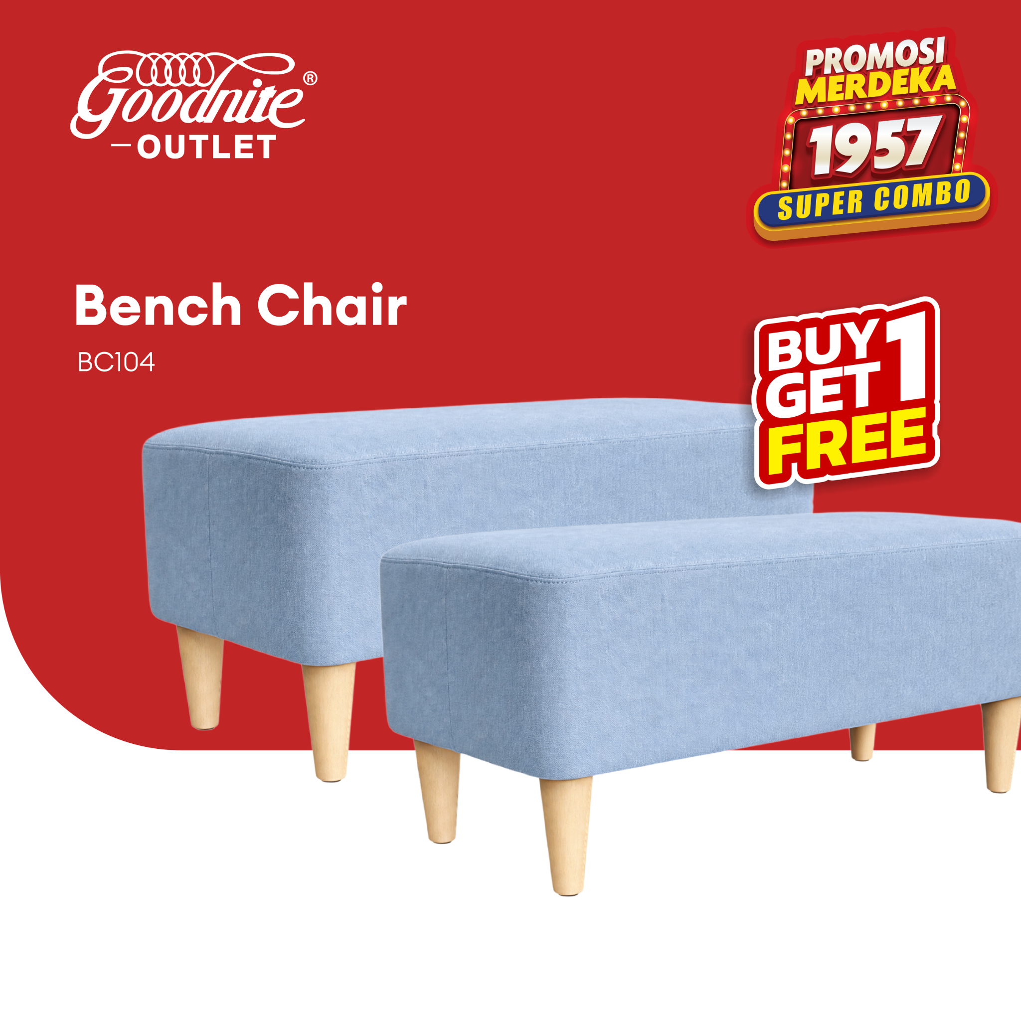 BC104 Bench Chair (Buy 1 Free 1)