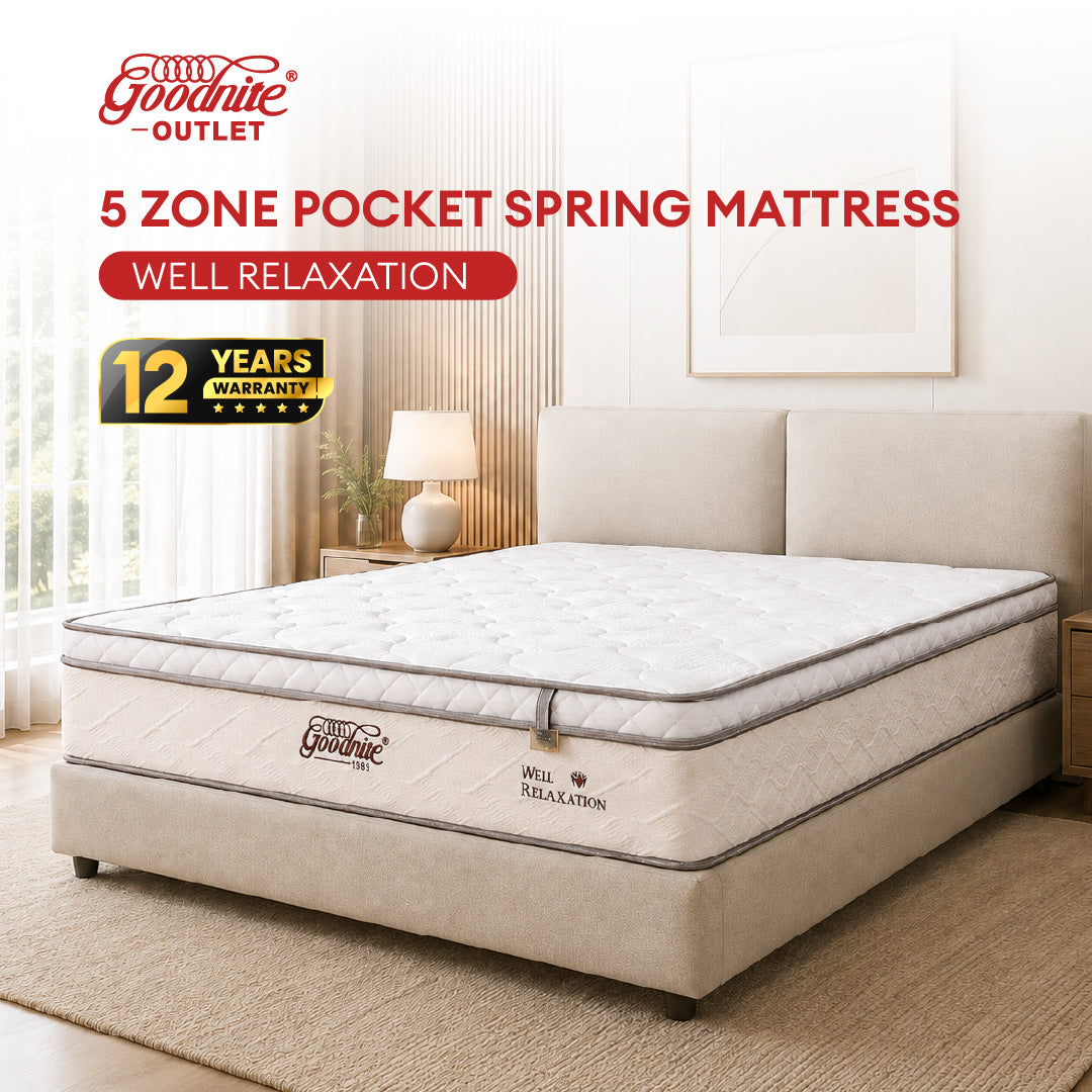Goodnite Well Relaxation 5 Zone Pocket Spring Mattress (11Inch) with Single/ Super Single/ Queen/ King