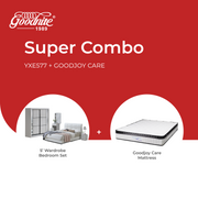 Goodnite Queen Bedroom Set, Bedframe + Wardrobe + Dresser + Side Table (YXE577) + GoodJoy Care Mattress